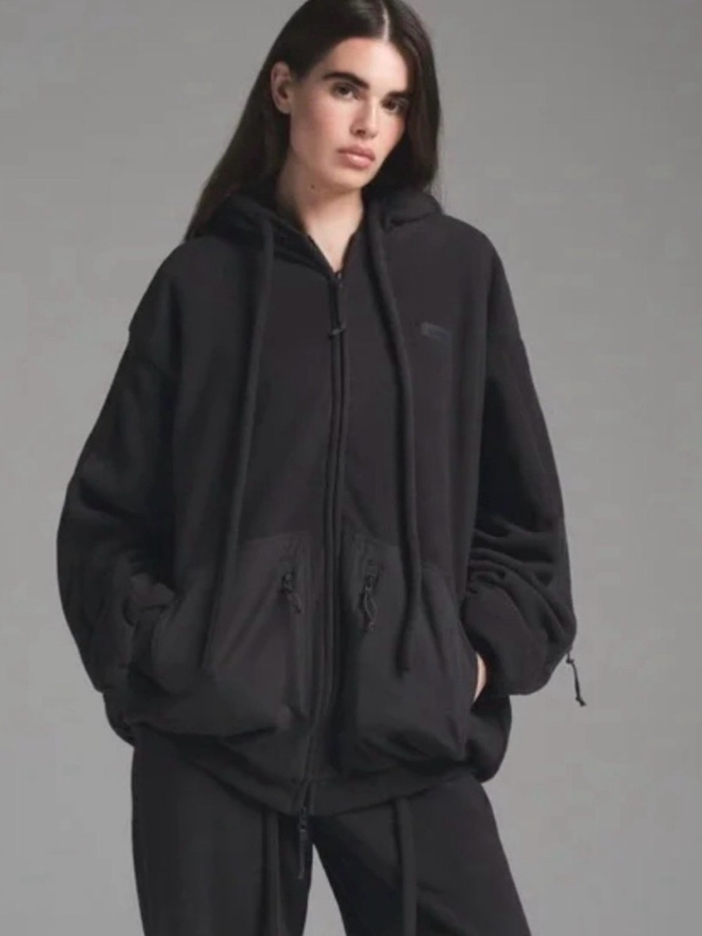 Skims fleece lounge oversized zip-up hoodie 
Color storm
